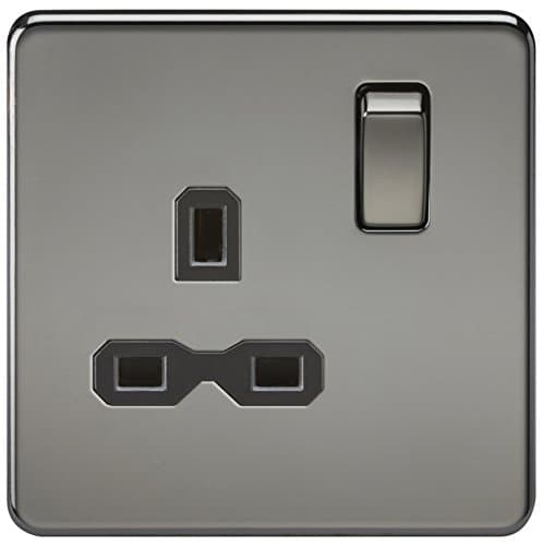 Image of Knightsbridge SFR7000BN Screwless 13A 1G Dp Switched Socket-Black Nickel, 23 W, 230 V, 2