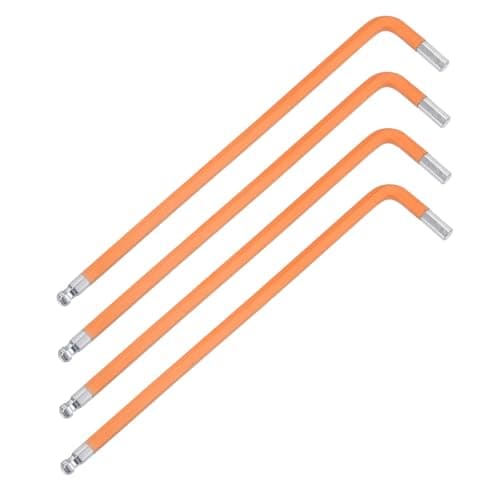 Image of M METERXITY 4-Pack Ball End Hex Key Wrench, 5mm L Shape Extra Long Arm S2 Steel Repairing Tool for Bicycle/Furniture/Equipment/Motorcycle/Machinery, Metric Hexagonal Wrench [Orange]