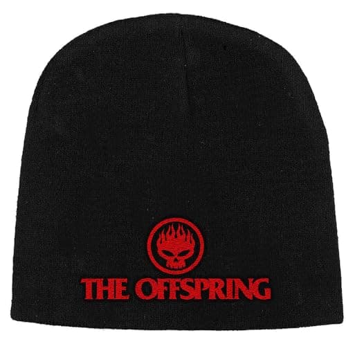Image of The Offspring Unisex Adult Skull Logo Beanie (One Size) (Black/Red)
