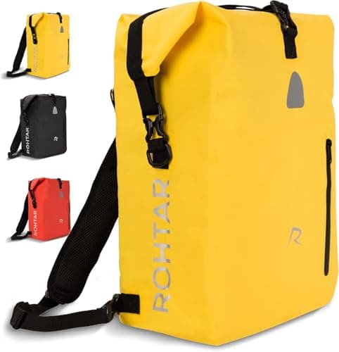 Image of Cecilie Bicycle Pannier Rack Bag & Backpack - Waterproof, 18L (Yellow)