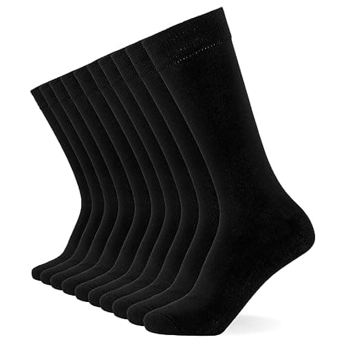 Image of FM London Mens (10-pack) Plain Socks, Black, 6-11 UK