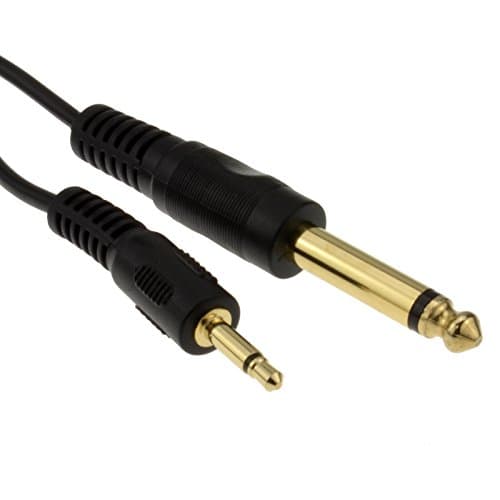 Image of kenable 3.5mm Mono Jack to 6.35mm Mono Jack Audio Cable for Mixers Amplifiers Effects Units 2m Black