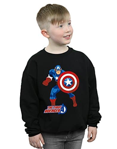Image of Marvel Boys Captain America The First Avenger Sweatshirt Black 5-6 Years