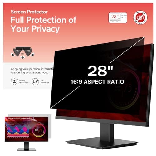 Image of BERSEM 28 Inch Monitor Computer Privacy Screen Filter for 16:9 Ratio Removable Monitor Anti-Glare & Privacy Filters for 28 Inch Anti Blue Light, Anti-Spy, Anti-Scratch, UV-Blocking