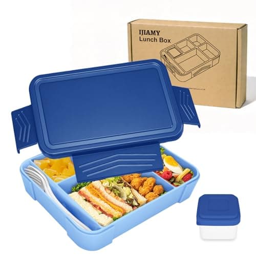 Image of IJIAMY Bento Lunch Box Kids, Bento Box Lunch Box Adults with 5 Compartments and 1 Salad Dressing Containers, Snack Box for Kids and Adults Work School