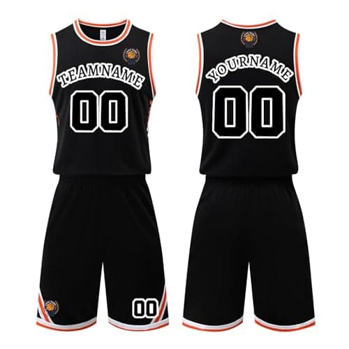 Image of Basketballjerseys Unisex Jerseys Kit Kids/adult Basketballjersey Casual Custom V Neck Active Suits Quick Dry Sportwear Team/name/number Training Outfit Practice Suit A22 Black
