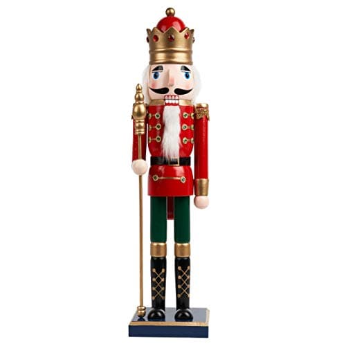 Image of THE TWIDDLERS Large Wooden Nutcracker Soldier Ornament 50cm / 20" Traditional Christmas Decoration with Moveable Parts for Fireplace Display or Xmas Gift