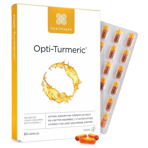 Image of Healthspan Opti-Turmeric | High Strength 500mg Liquid Curcumin | Supports Cartilage Formation | Immune Health | 185 Times Better Absorbed & 7 Times Faster Acting Than Standard Turmeric (60 Capsules)