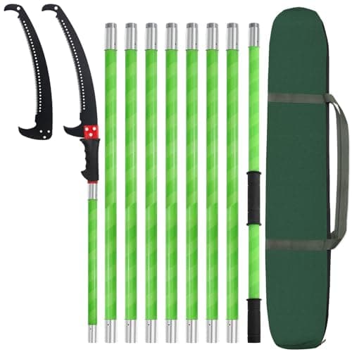 Image of 30Ft Pole Pruning Saw for Tree Trimming,Manual Pole Saw Trimmer Extendable,Garden Tools for Palm Oak High Branches,Cuts Clean and Fast
