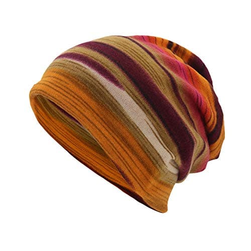 Image of Cocila Stripe Print Casaul Windproof Hats Unisex Caps Cap Women Fashion (Orange, One Size) Woolie Hat Fleece Lined Snoods for Winter and Scarf UK Pink Ladies Neck Warmer Purple Set Beanie