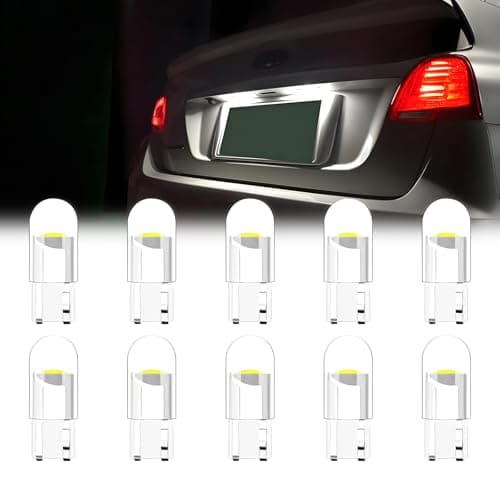 Image of Noobibaba 501 LED Bulbs W5W Bulb, T10 194 168 2825 Number Plate Light LED Side Light, Cool White 6000K 0.5W 12V DC Wedge Base 10-Count