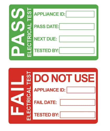 Image of Poskornwel 25x41mm Waterproof 200 PCS Pass PAT Testing Labels with 20 PCS Fail Appliance Testing Labels Without Residue