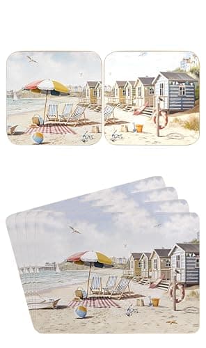 Image of Sets of 4 Placemats with 4 Matching Coasters (Sandy Beach Placemat and Coaster Set)