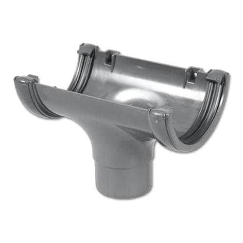 Image of Flo Plast Half Round Gutter Run Outlet 112mm x 52mm Grey RO1.G - 10 Year Guarantee