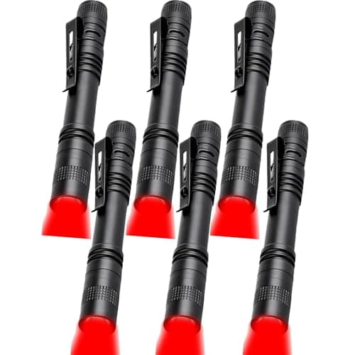 Image of POCKETMAN Red Torch LED Pen Flashlights, Mini, Waterproof Pocket Flashlight with Clip, Small Red Light Flashlights for Work,Astronomy, Aviation, Night Observation (6 pcs)