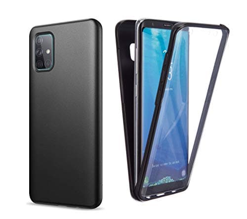 Image of NWNK13 For Samsung Galaxy A51 Phone Case Slim Fit Heavy Duty Front Back Protective Case Built-in Screen Protector Full Body Mobile Phone Cover for Samsung A51 (Black)