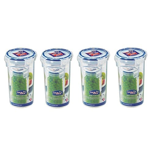 Image of LOCK & LOCK 430 ml Round Storage Container - Clear/Blue, Clear, Pack of 4