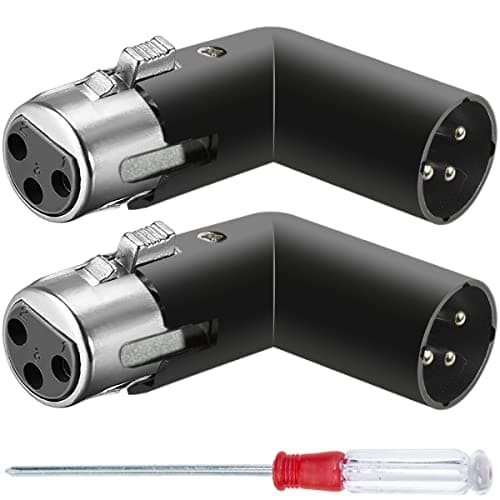 Image of HAAMNING7 XLR Angle Adapter 3 Pin Dual Male and Female Connector 90 Degree Adjustable 4 Different Angles Right Left Plug Socket for Mixer Microphone Audio Equipment, Metal Adapter, 2 PCS