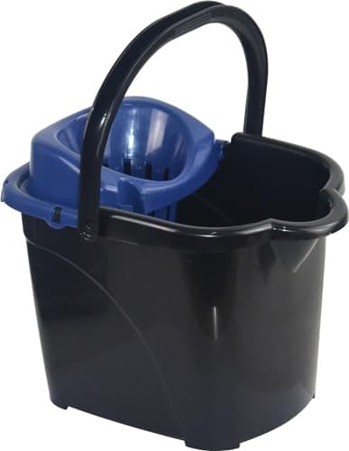 Image of Large 15L Plastic Mop Bucket with Wheels for large Kitchens and Floors (Blue)