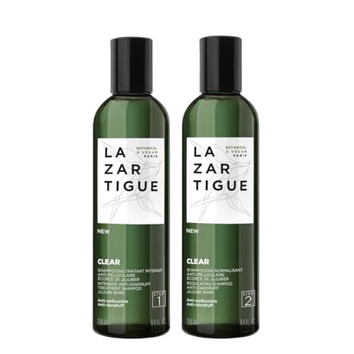 Image of LAZARTIGUE CLEAR Anti-Dandruff Shampoo Duo. Intensive Treatment + Regulating Care, Sulfate-Free, Vegan, 250ml X 2