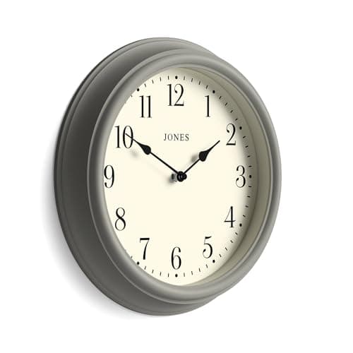 Image of Jones Clocks® Venetian wall clock | Classic round clock | 30cm | Grey | Arabic numerals | Traditional design ideal for kitchen, living room or bedroom
