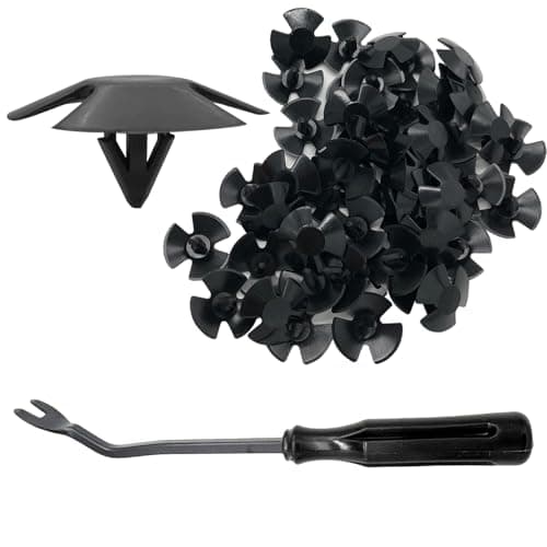 Image of 50pcs Hood Insulation Retainers with Fastener Remover - for Chrysler, Jeep, Dodge, Ram - Replace OEM 4878883AA LH LHS Nylon Clip (Black)