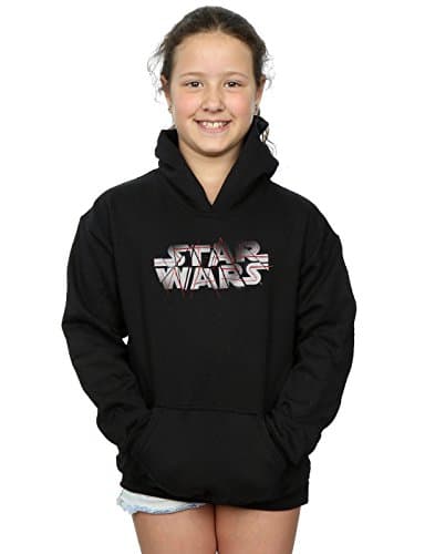Image of Star Wars Girls The Last Jedi Spray Logo Hoodie 7-8 Years Black