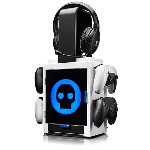 Image of Numskull PS5-Inspired LED Light Gaming Locker, Controller Holder & Headset Stand for PS4/PS5 & Xbox Series X|S - Multiple LED Lighting Settings - Official Merchandise