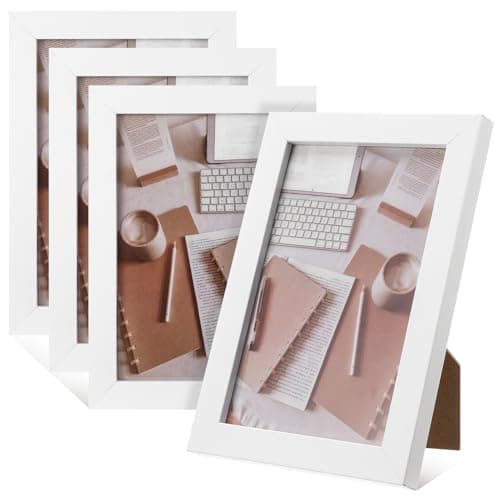 Image of 4 Pack White Picture Frame,6x4 Photo Frames Tabletop and Wall Mounting Picture Frames Small Frame with Acrylic Window for Portrait Photo Landscape