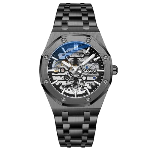 Image of RORIOS Business Dress Men's Automatic Mechanical Watch with Luminous Hands and Stainless Steel Strap