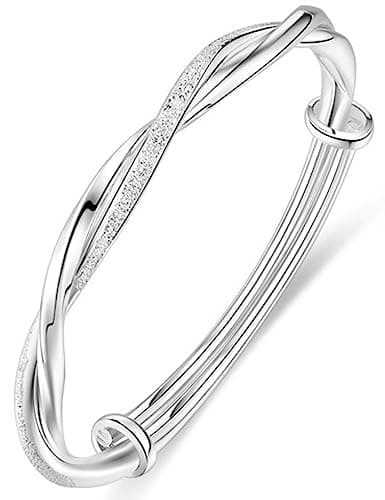 Image of CCAIPU Women Silver Bracelet, Dream Catcher Bracelet Adjustable 925 Sterling Silver Bracelet Jewelry Gifts for Ladies Mother Girls
