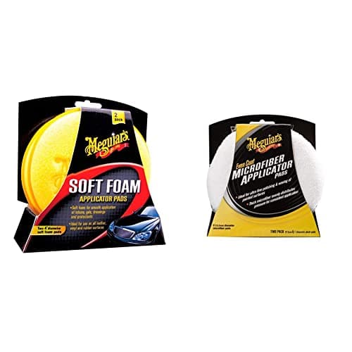 Image of Meguiar's X3070 Soft Foam 4 Inch Applicator Pads with Even Coat 5 Inch Applicator Pads (2 Pack) Bundle