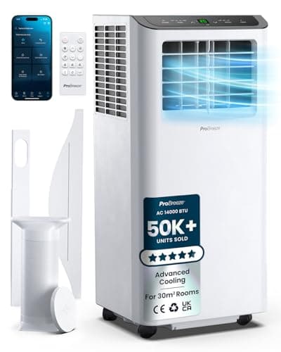 Image of Pro Breeze® 14000 BTU Portable Air Conditioner - Smart Home WiFi Compatible with 24-Hour Digital Timer, Smart Display & Window Venting Kit Included - Air Conditioning Unit for Home & Office