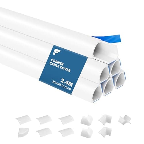 Image of shinfly 2.4m Corner Cable Cover, Quadrant Round Cable Trunking, Trunking for Electric Cables, Wire Covers for Cables, Self Adhesive Trunking for Corner of Wall - White 20mm x 10.5mm (0.4m x 6-pack)