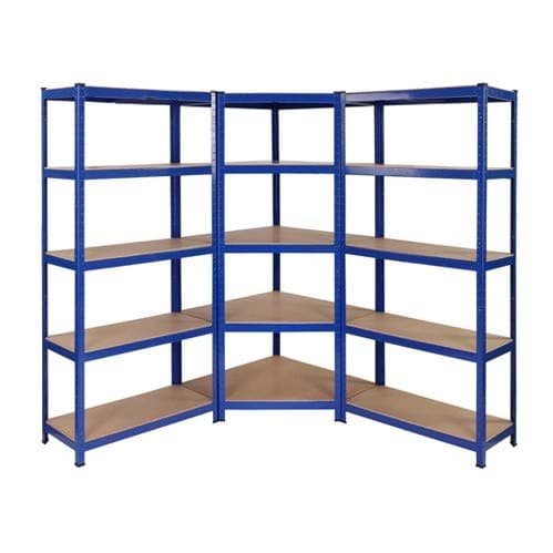 Image of Heavy Duty Garage Corner shelving kit, 1 Corner unit 1500mm x 750mm x 300mm & 2 Shelving units 1500mm H x 750mm W x 300mm D Massive Storage Capacity of 2250KG + FREE NEXT DAY DELIVERY