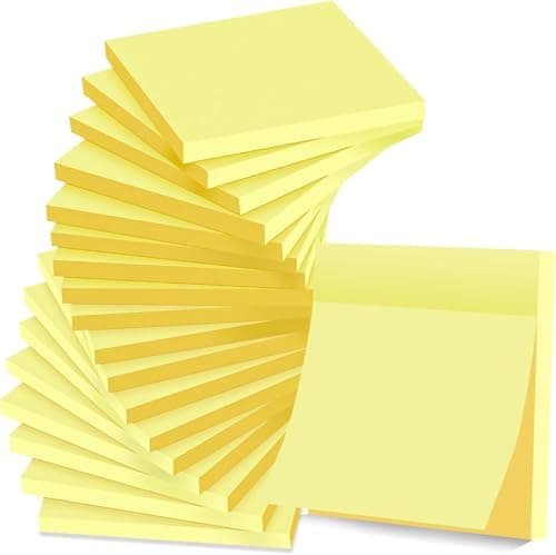 Image of (18 Pads) Sticky Notes 76 mm x 76 mm Yellow, Strong Adhesive, Clean Removal, Recyclable, Self-Stick Pads, Easy to Post for Home, Office, Notebook 56 Sheets/Pad, 1008 Sheets Total