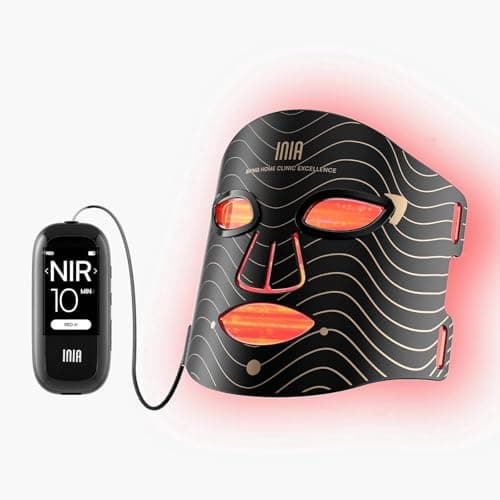 Image of INIA LED Face Mask – Red Light Therapy Mask with 4 Light Modes, 850nm NIR, Red & Blue Led Mask Light Therapy, 220 Beads, Rechargeable Infrared Mask Wavelength for Acne, Anti-Ageing, Skin Care, Wrinkle