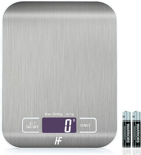 Image of HomeFashion 5kg 1g 11lb Digital Kitchen Scales Food Scale with stainless steel Platform Electronic Cooking Backlit LCD Display Multifunction for Home and Office Use