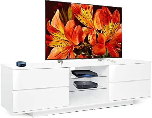 Image of Centurion Supports Avitus Premium High Gloss White with 4-White Drawers and 3-Shelf 32"-65" LED/OLED/LCD TV Cabinet