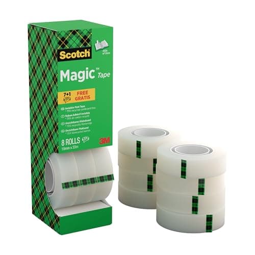 Image of Scotch Magic Tape, Value Pack, 8 Rolls, 19 mm x 33 m - General Purpose Sticky Tape for Document Repair, Labelling & Sealing