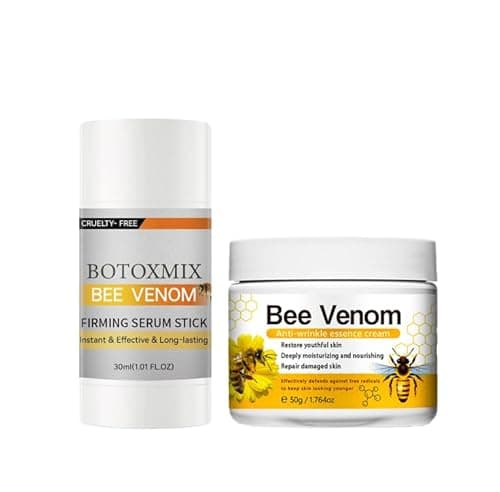 Image of Bee Venom Set 2PCS,Face Cream & Face Serum Stick,Bee Venom Firming Skin Care Set,Anti Aging & Hydrating, Restoring Skin Elasticity & Instant Lift,Firming Serum Stick for Women & Men