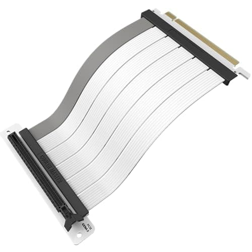 Image of Cooler Master MasterAccessory Riser Cable PCIe 4.0 x16 200mm V2 White, PCIe 4.0 | Older Compatible, EMI shielded 30 AWG, TPE Cable Sleeves, Protective ABS Casing for GPU Card (MCA-U002R-WPCI40-200)
