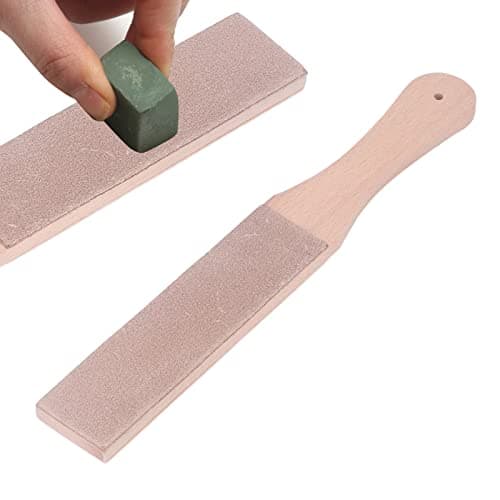 Image of Leather Strop, Premium Leather Strop with Polishing Compound Set, 2 Sided Knife Stropping Block for Sharpening and Honing, Portable DIY Leather Honing Strop for Leather (A)