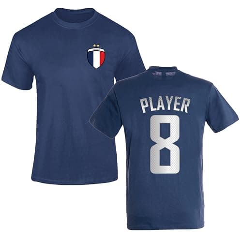 Image of Personalised France Football T-Shirt Mens Womens Kids French Flag Supporter Custom Name Number Francaise Fan Tee Match Day Tournament Gift Navy XL Style 1