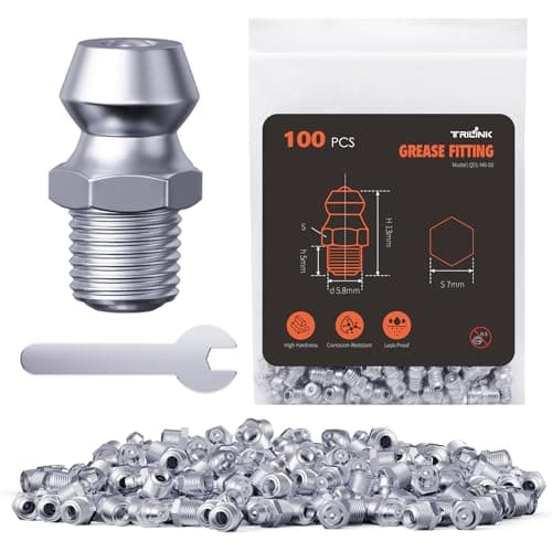 Image of TRILINK M6 Grease Nipples, Metric Grease Fittings with Straight, Grease Nipples Kit with Wrench for Quick Installation – Ideal for Automotive, Agricultural & Industrial Machinery (100pcs)