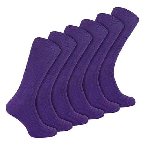 Image of 6 Pairs Multipack Mens Ribbed Dress Socks | Sock Snob | Breathable Crew Cotton Socks (6-11, Purple)