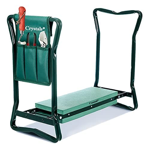 Image of Crystals Heavy Duty Portable Foldable Foam Padded Garden Kneeler Gardening Knee Pad Metal Stool Seat