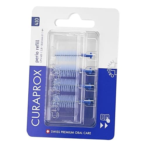 Image of Curaprox Interdental Brush Refills CPS 410 Perio – for Larger Gaps & Gum Care | Ultra-Fine Filaments for Effective Cleaning | Blue | 4-Pieces | Designed in Switzerland