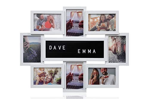 Image of ARPAN Multi Aperture Personalised Alphabet or Number Photo Picture Frame Holds 8 X 6x4 Photos (White)
