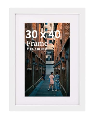 Image of MEGAROOM Wood 30x40 Picture Frame - 30 x 40cm Picture Frame - Picture Frames 30cm x 40cm with Clear Perspex Front - Wall Mounting to Hang Portrait or Landscape (White)